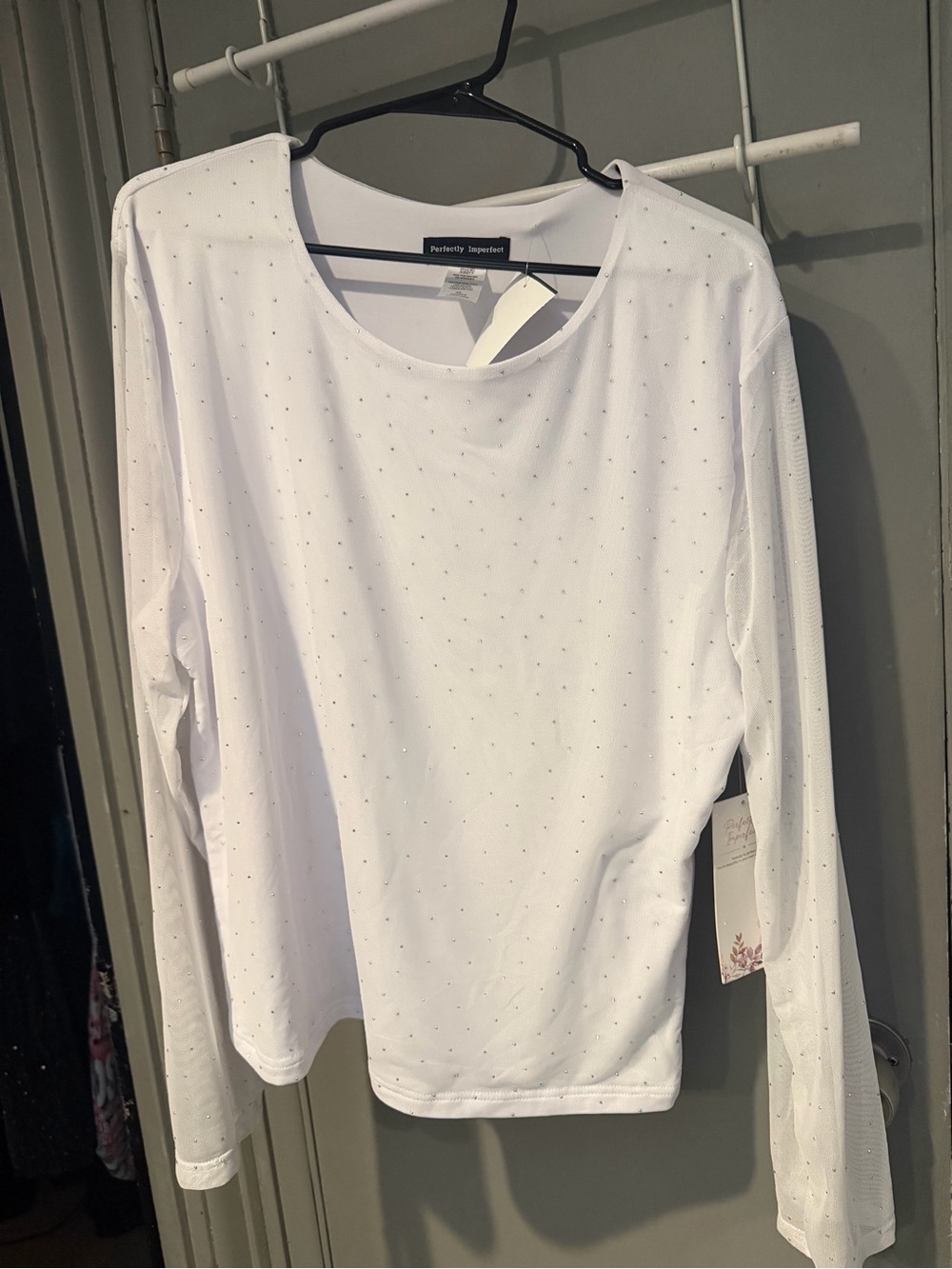 White Dressy Blouse with Rhinestones 🦋